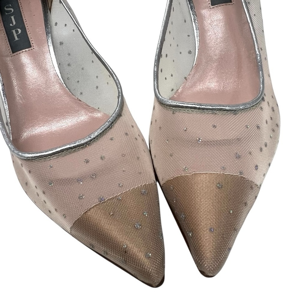 SJP Sarah Jessica Parker Glass 70mm Glitter Dot Mesh Stiletto Heels Women’s 36.5 - Picture 5 of 15